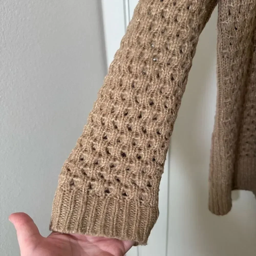 Everlane Open Long Cardigan Sweater Sz XS Camel Oversized Wool Alpaca Blend